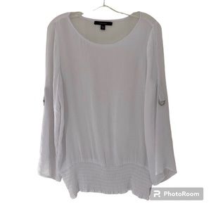 Fever White Long  Roll Tab Sleeve Shirt Size Small